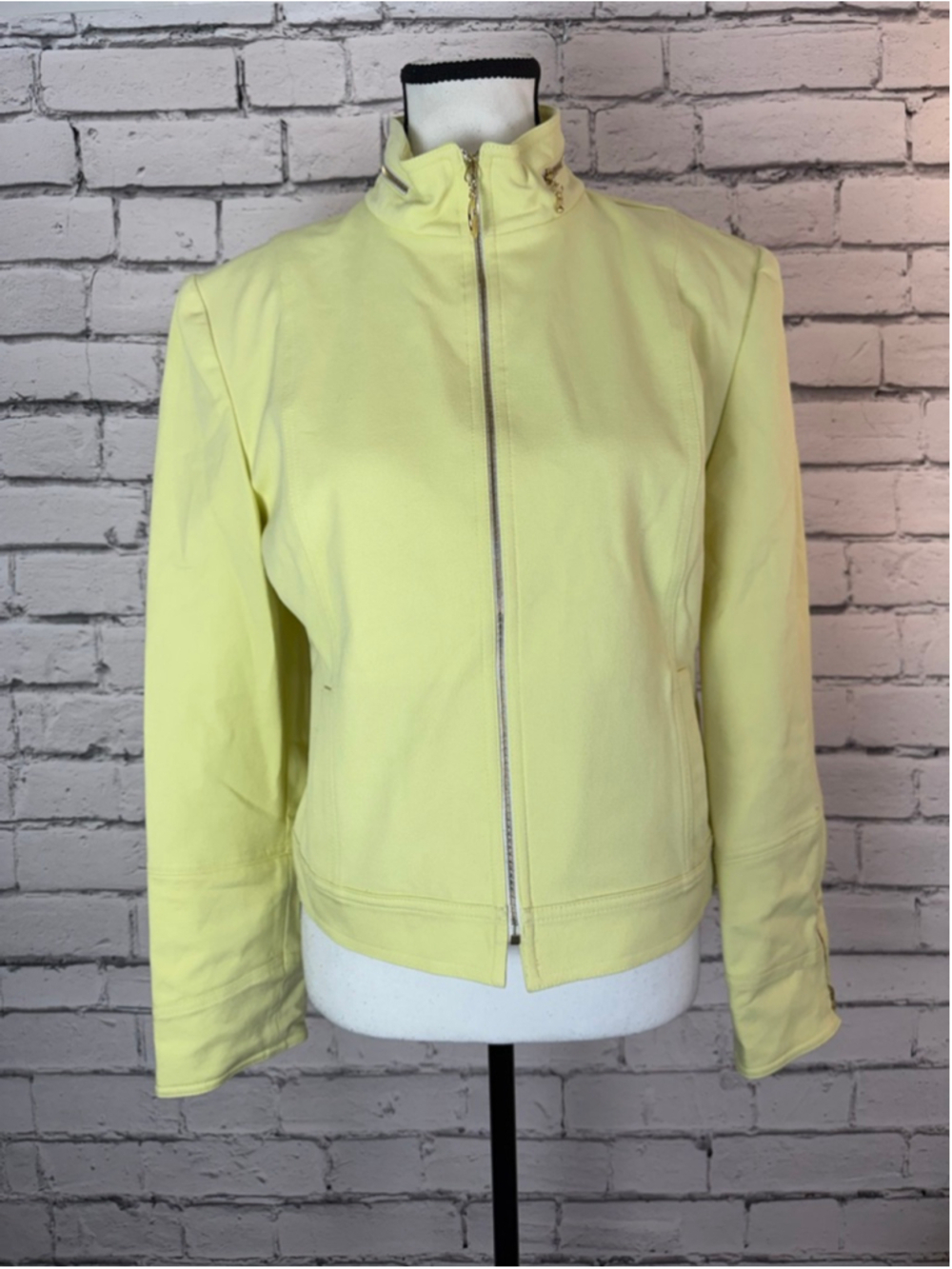 Women's St. John Sport Jackets size Small Yellow Green Full Zip Jacket VINTAGE